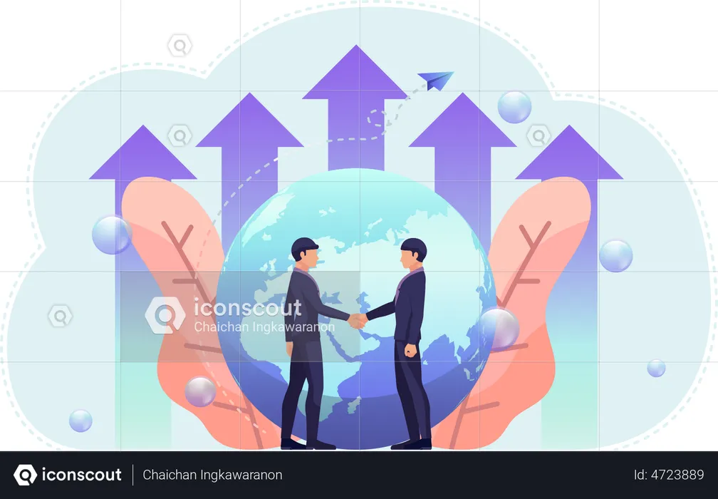 Global business partnership  Illustration