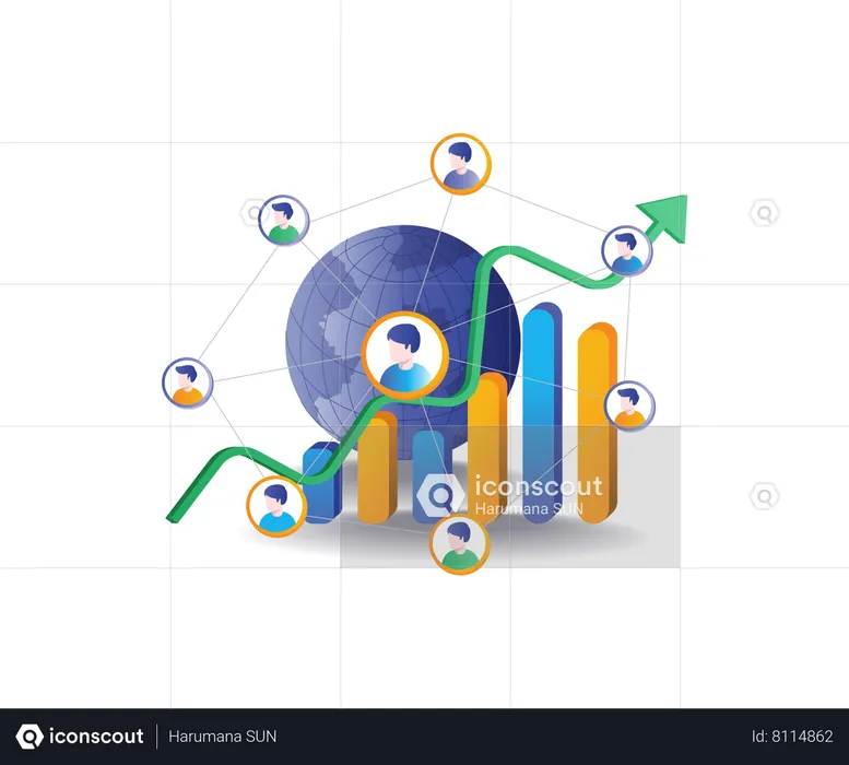 Global business team network  Illustration
