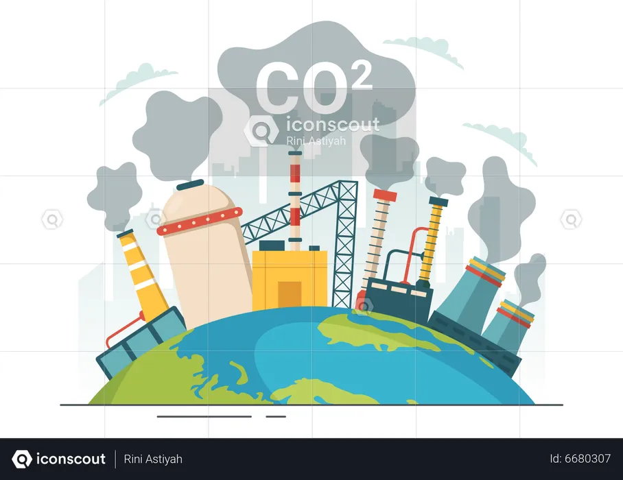 Global carbon dioxide pollution  Illustration
