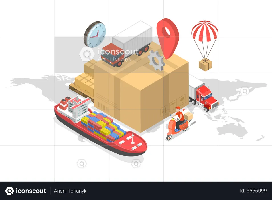 Global Cargo Shipping  Illustration