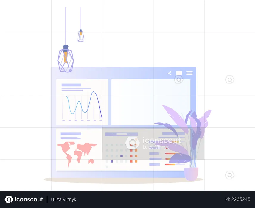 Global Data Analysis Graph  Illustration