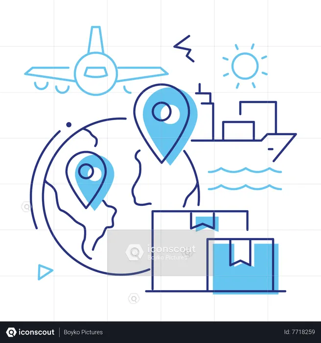 Best Global delivery service Illustration download in PNG & Vector format