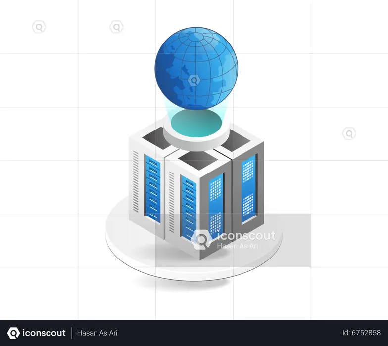 Global internet hosting server  Illustration