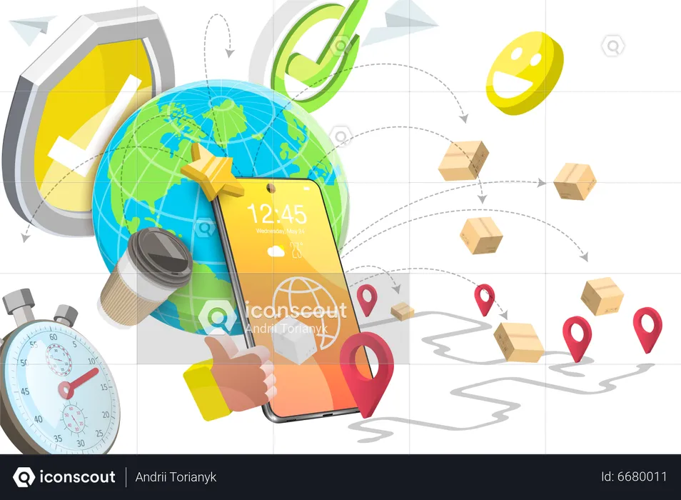 Global Logistic and Delivery  Illustration