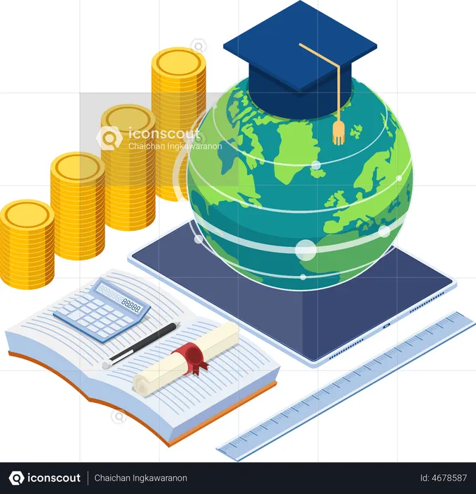 Global online education  Illustration