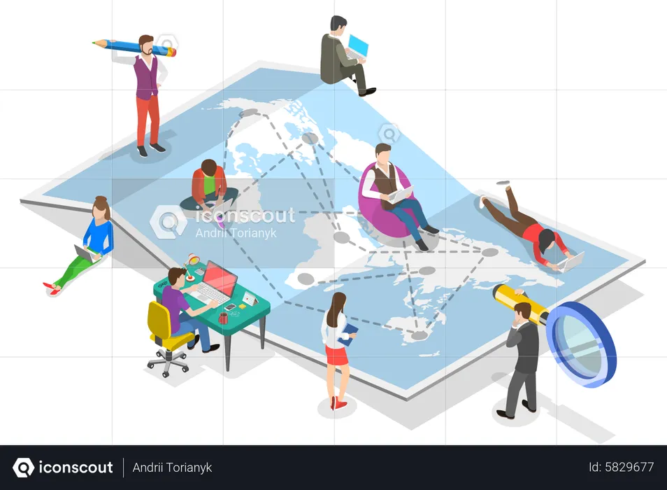 Global outsourcing team  Illustration