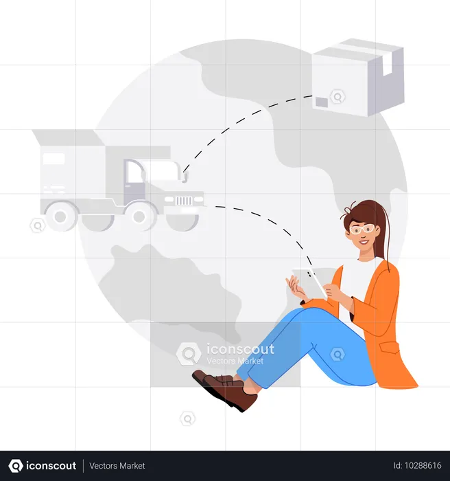 Global parcel Distribution  Illustration