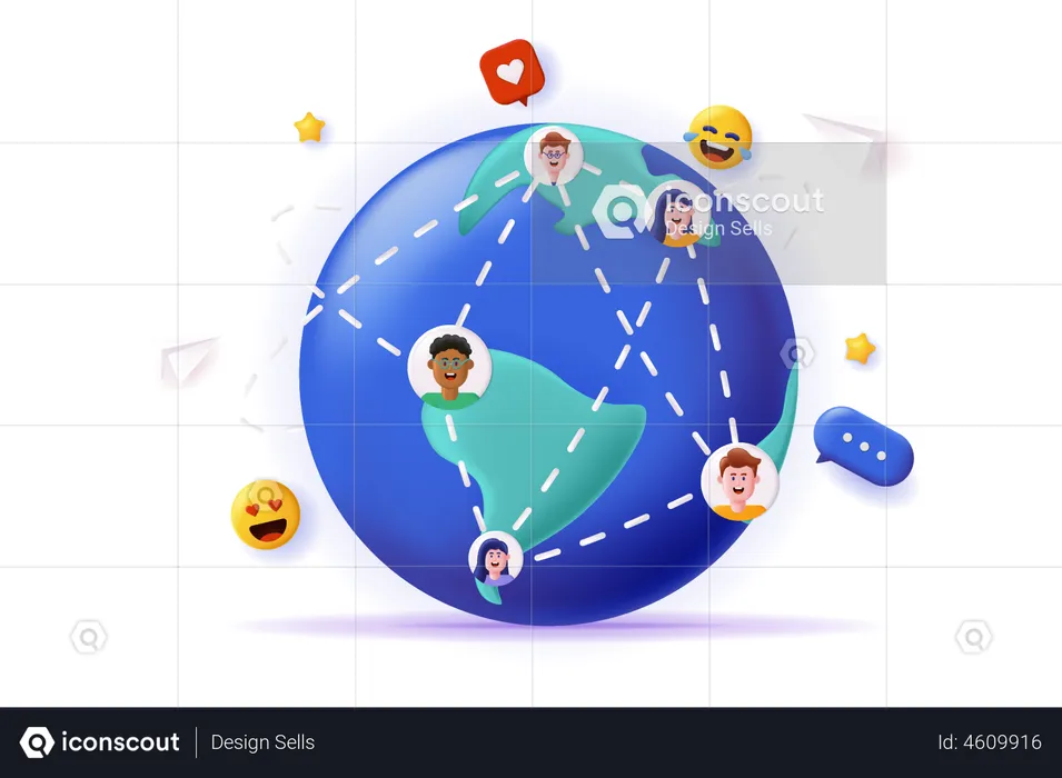 Global Social Network  Illustration