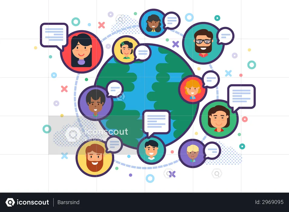 Global Social Network and Diversity  Illustration