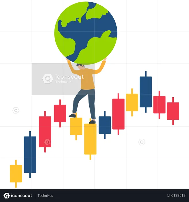 Global trader trading worldwide  Illustration