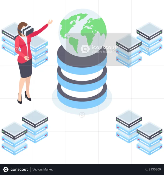 Globally Data Storage  Illustration