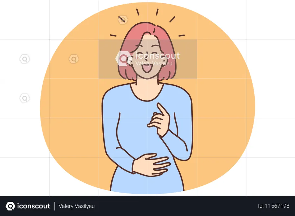Glückliche Frau lacht über lustigen Witz  Illustration