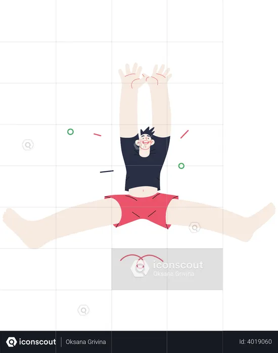 Glückliche Person springt in die Luft  Illustration