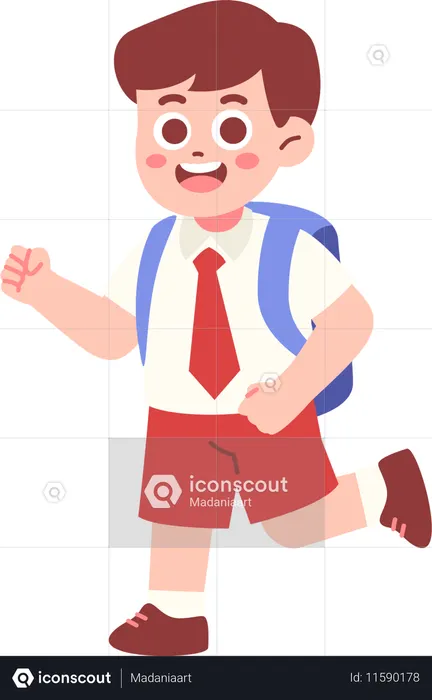 Glücklicher Junge Student läuft  Illustration