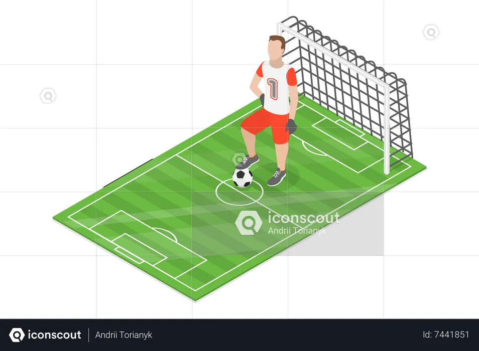 Goalkeeper at foot ground filed  Illustration