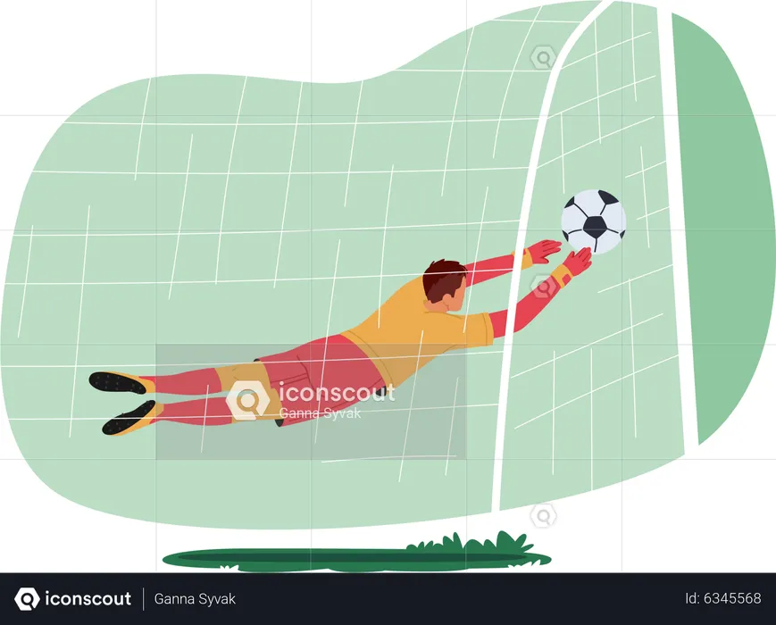 Goalkeeper catch ball coming  Illustration