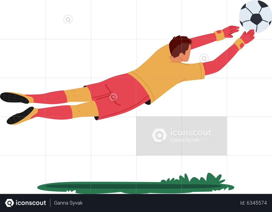 Goalkeeper catch incoming ball  Illustration
