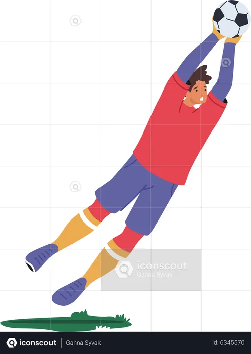 Goalkeeper catching football  Illustration