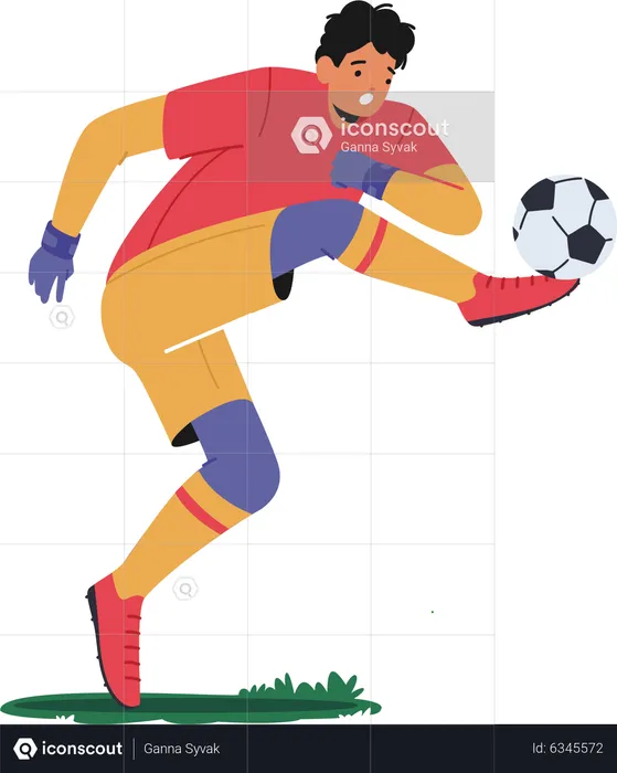 Goalkeeper kick ball and pass to teammate  Illustration