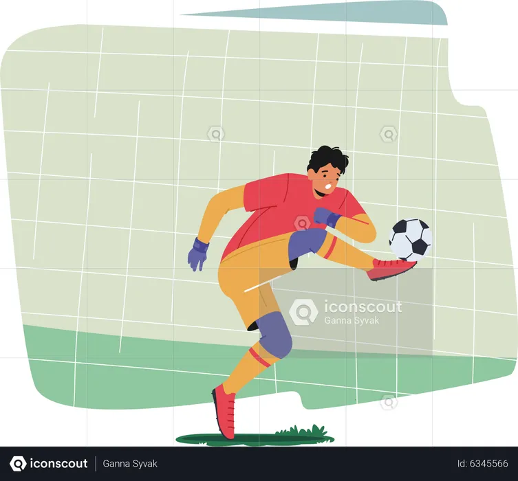 Best Premium Goalkeeper Kicking Ball Illustration Download In Png 