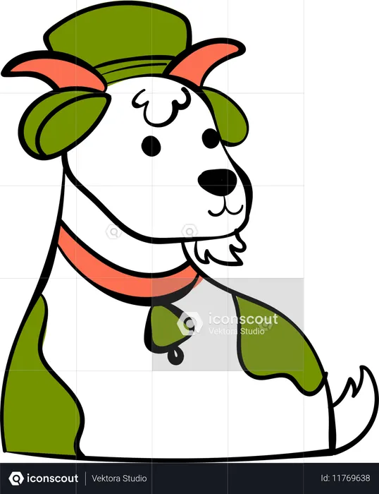Goat wearing cap  Illustration