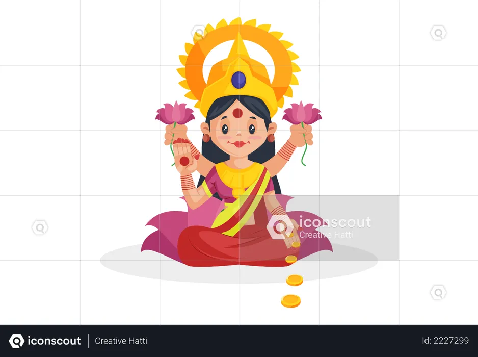 Best Premium Goddess Laxmi Illustration download in PNG & Vector format