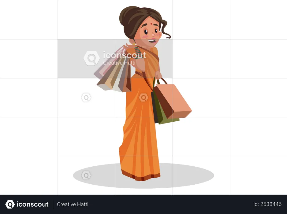 Goddesses Sita doing shopping  Illustration