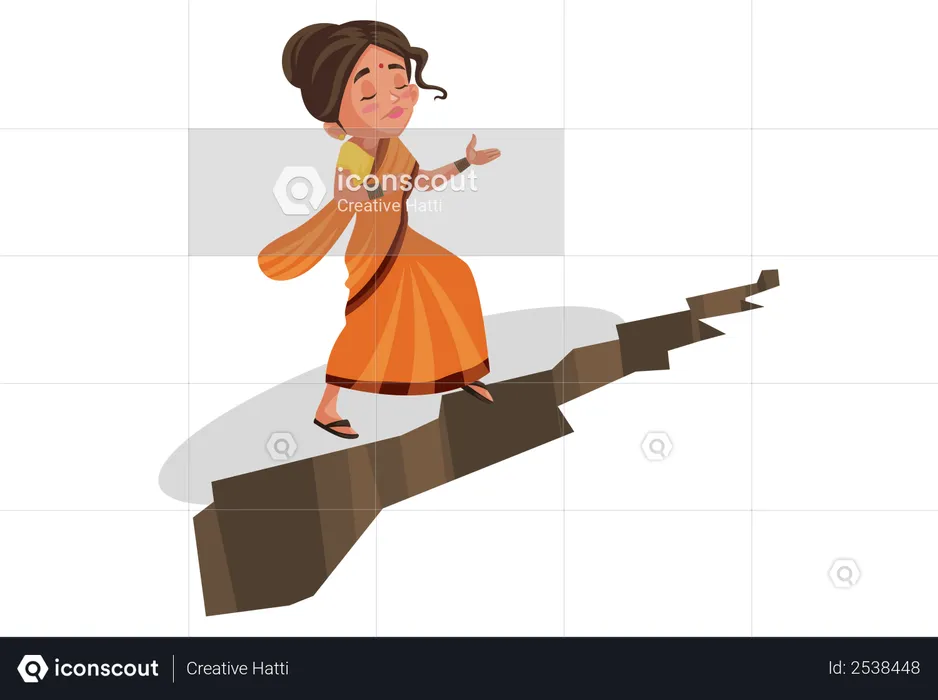 Goddesses Sita standing near crack road  Illustration