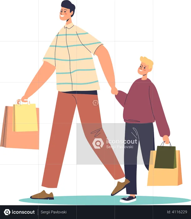 Going for shopping with father  Illustration