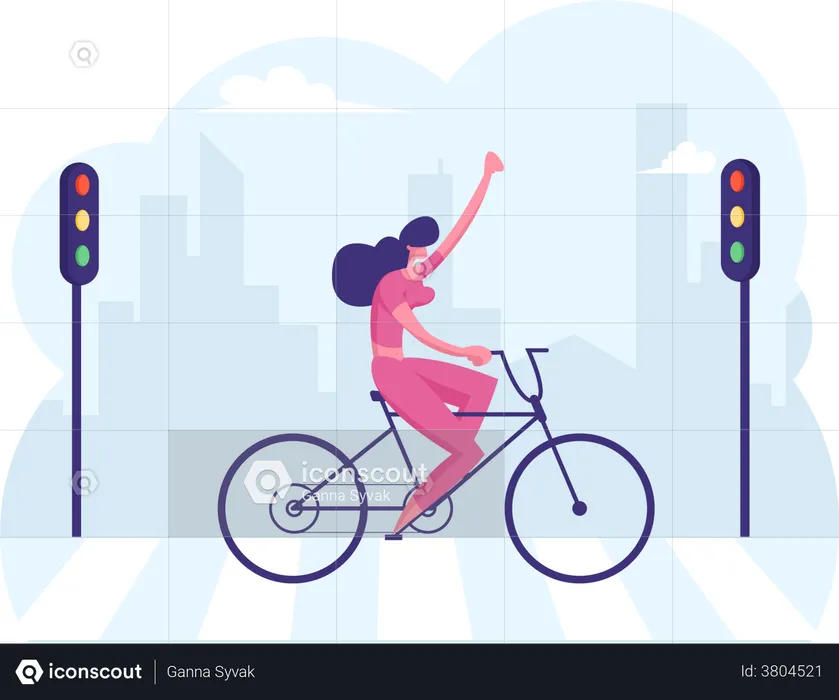 Going to office while riding bicycle  Illustration
