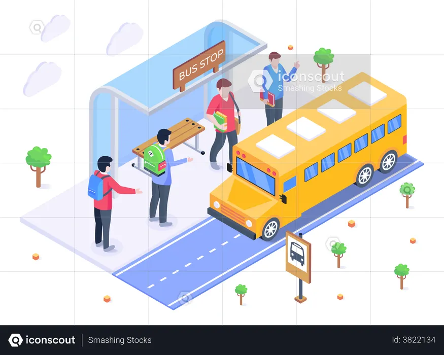 Going To School By Bus  Illustration