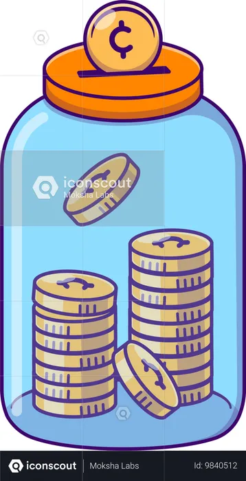 Gold Coin In Jar  Illustration