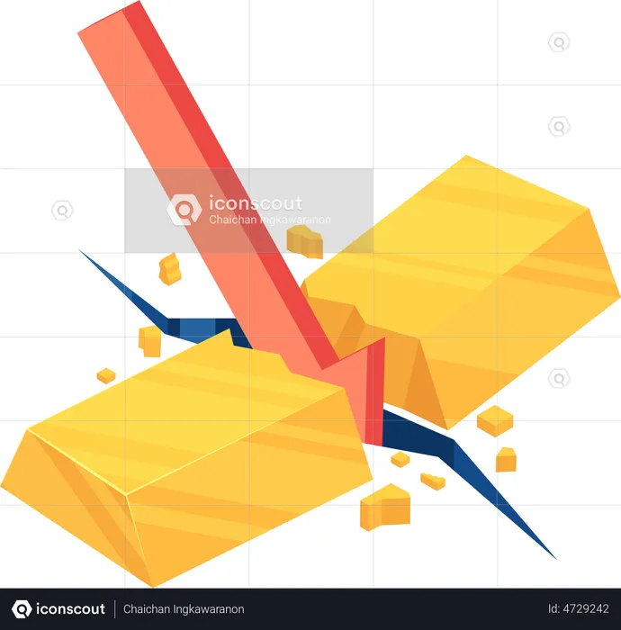 Gold market crash  Illustration