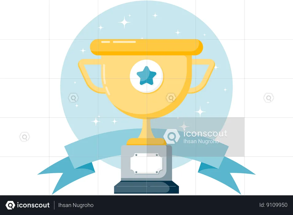 Gold trophy and star decoration  Illustration