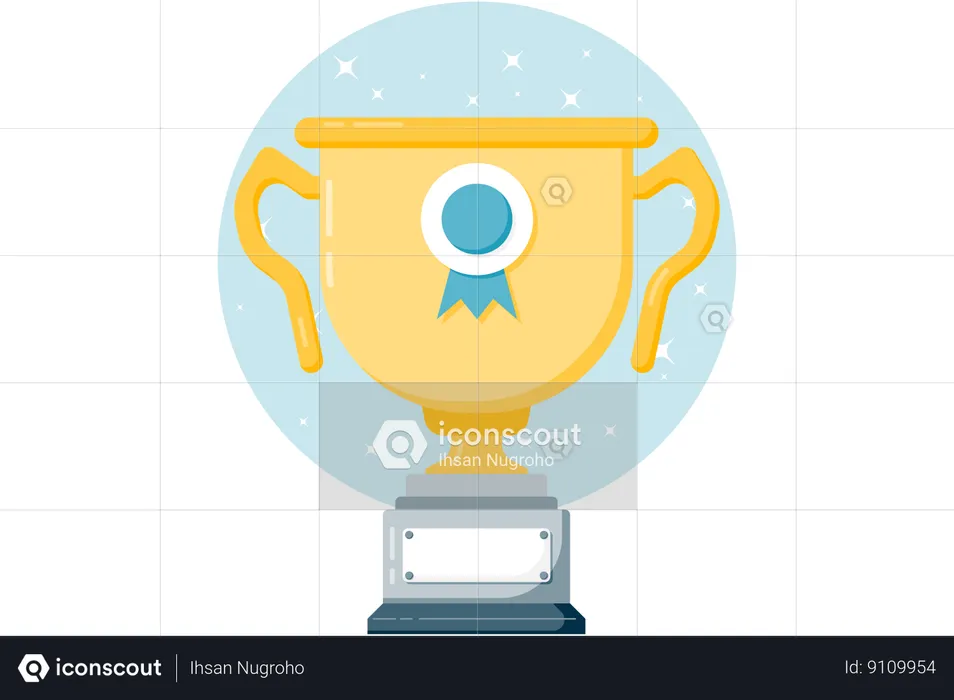Gold trophy with medal accessories  Illustration