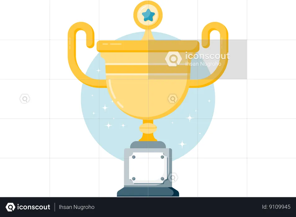 Gold trophy with small star accessories on top  Illustration