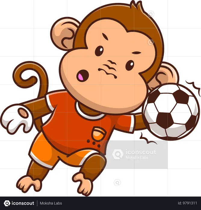 Macaco goleiro pegando bola  Ilustração