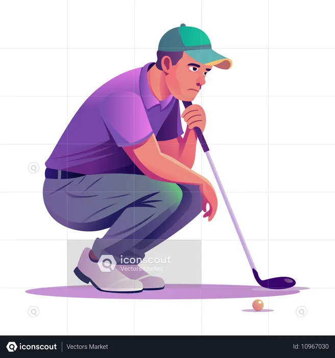Golf man Reading position  Illustration