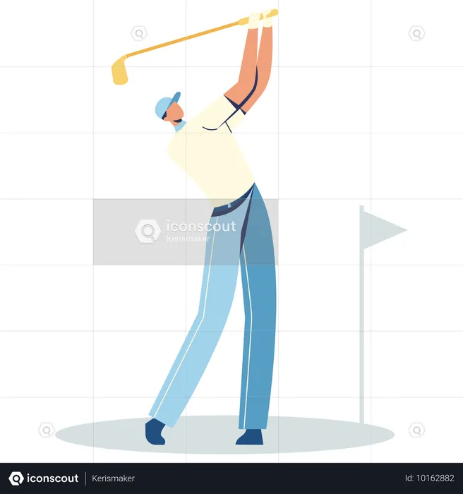 Golfer, der Golf spielt, während er Follow-Through spielt  Illustration