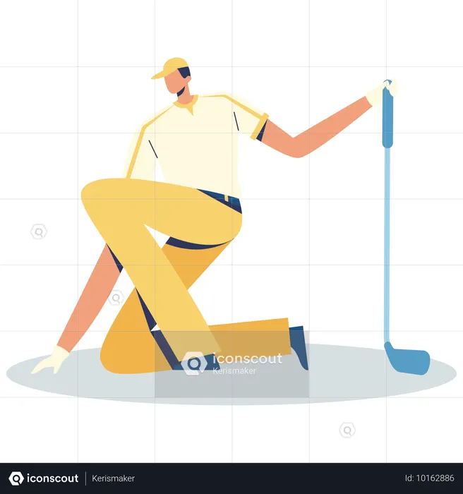 Golf player Reading Green  Illustration