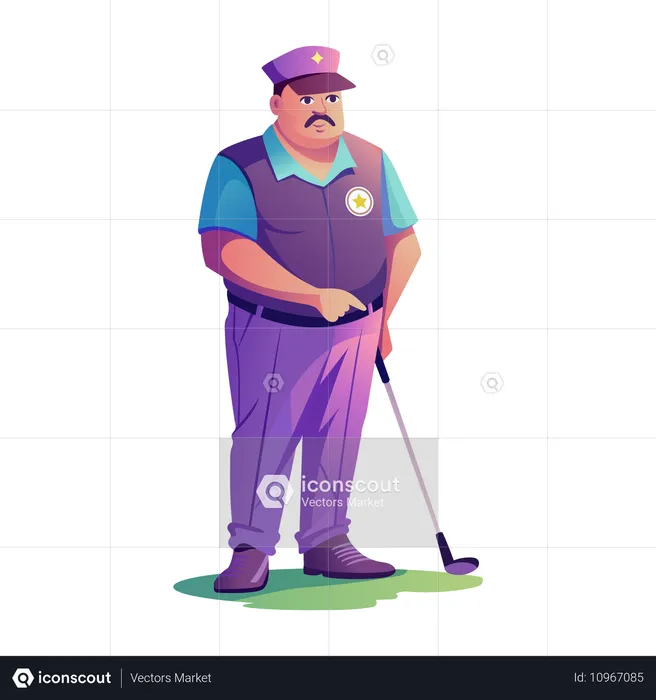 Golfista profissional jogando golfe  Ilustração