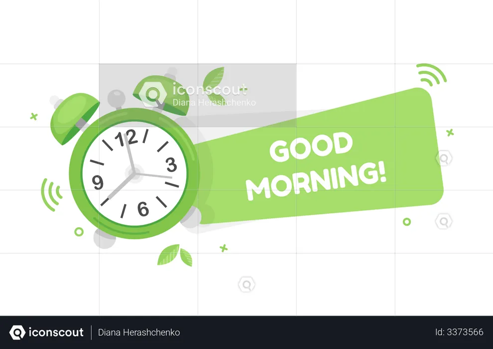 Good morning with clock  Illustration