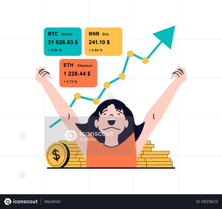 Good profit from cryptocurrency  Illustration