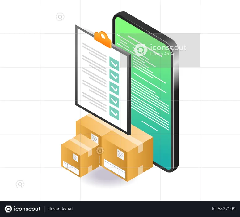 Goods checklist on smartphone  Illustration