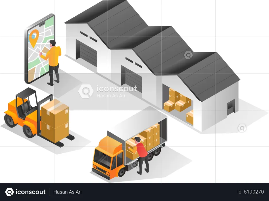 Goods delivery warehouse application  Illustration