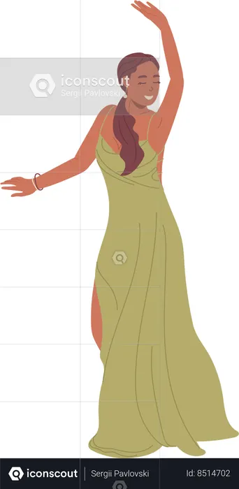 Gorgeous woman dancing in party  Illustration