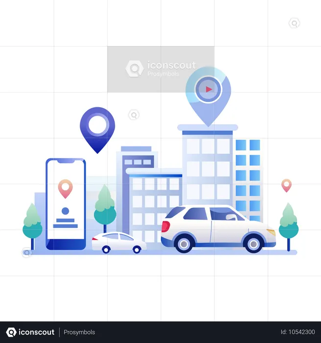 GPS-Standort in der mobilen App  Illustration