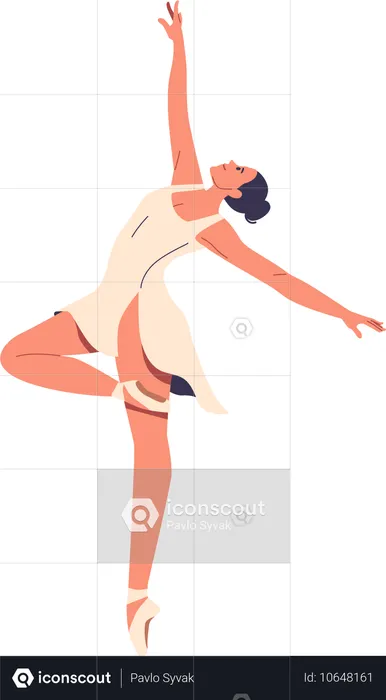 Graceful Ballet Dancer Performing An Elegant Dance Movement  Illustration