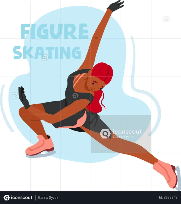 Graceful Female Skater Glide On Ice  Illustration