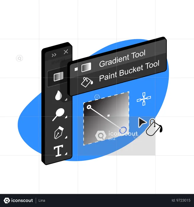 Gradient Tool. Paint Bucket Tool  Illustration